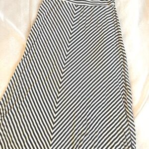 SOLD. 
Long black and white striped skirt